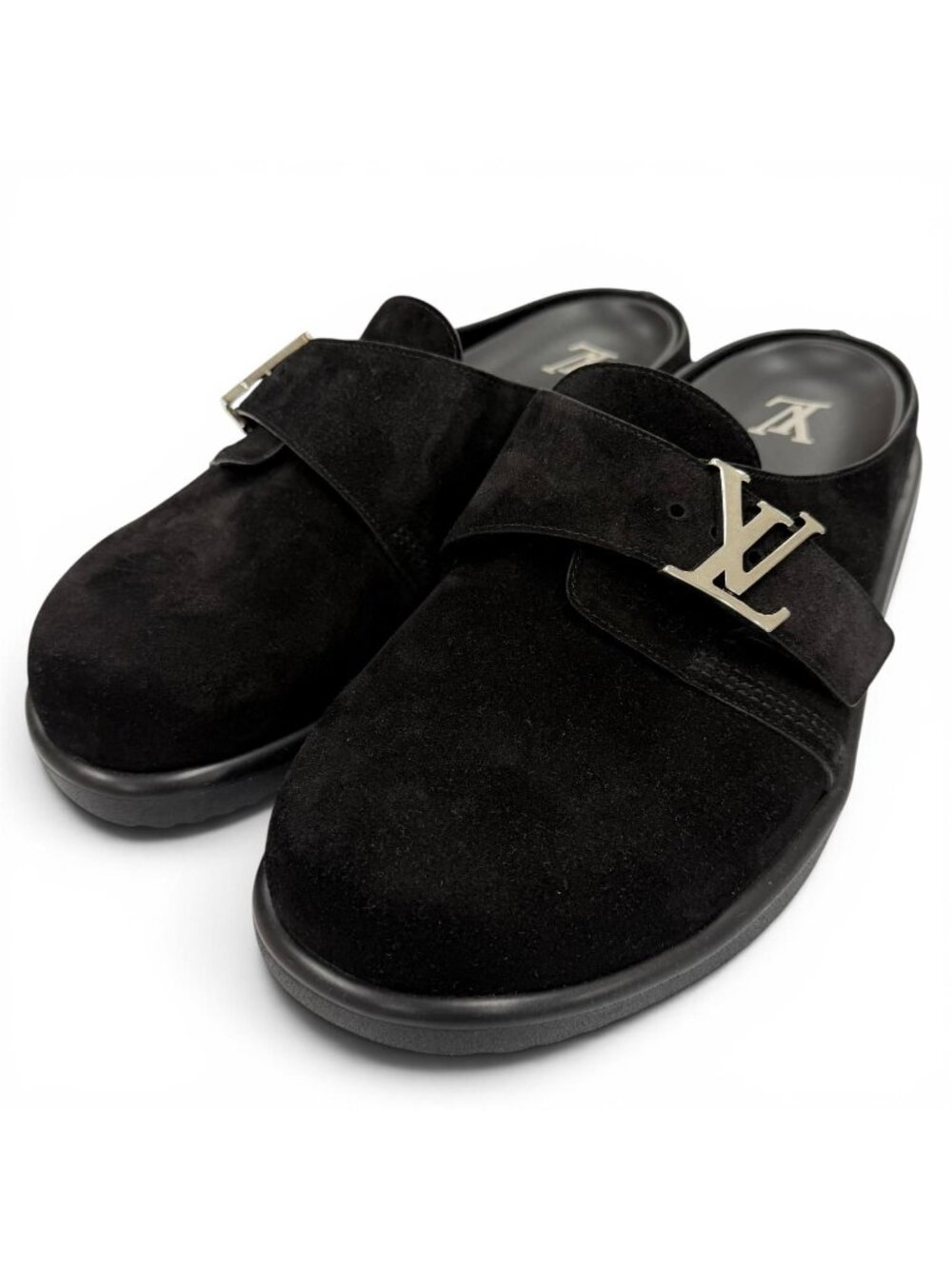 Louis Vuitton Suede Leather Noir LV Easy Sandals 7